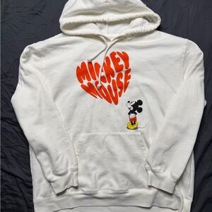 Disney Classic Character Pullover Hoodie Cream with Orange Graphic- Fits like XL